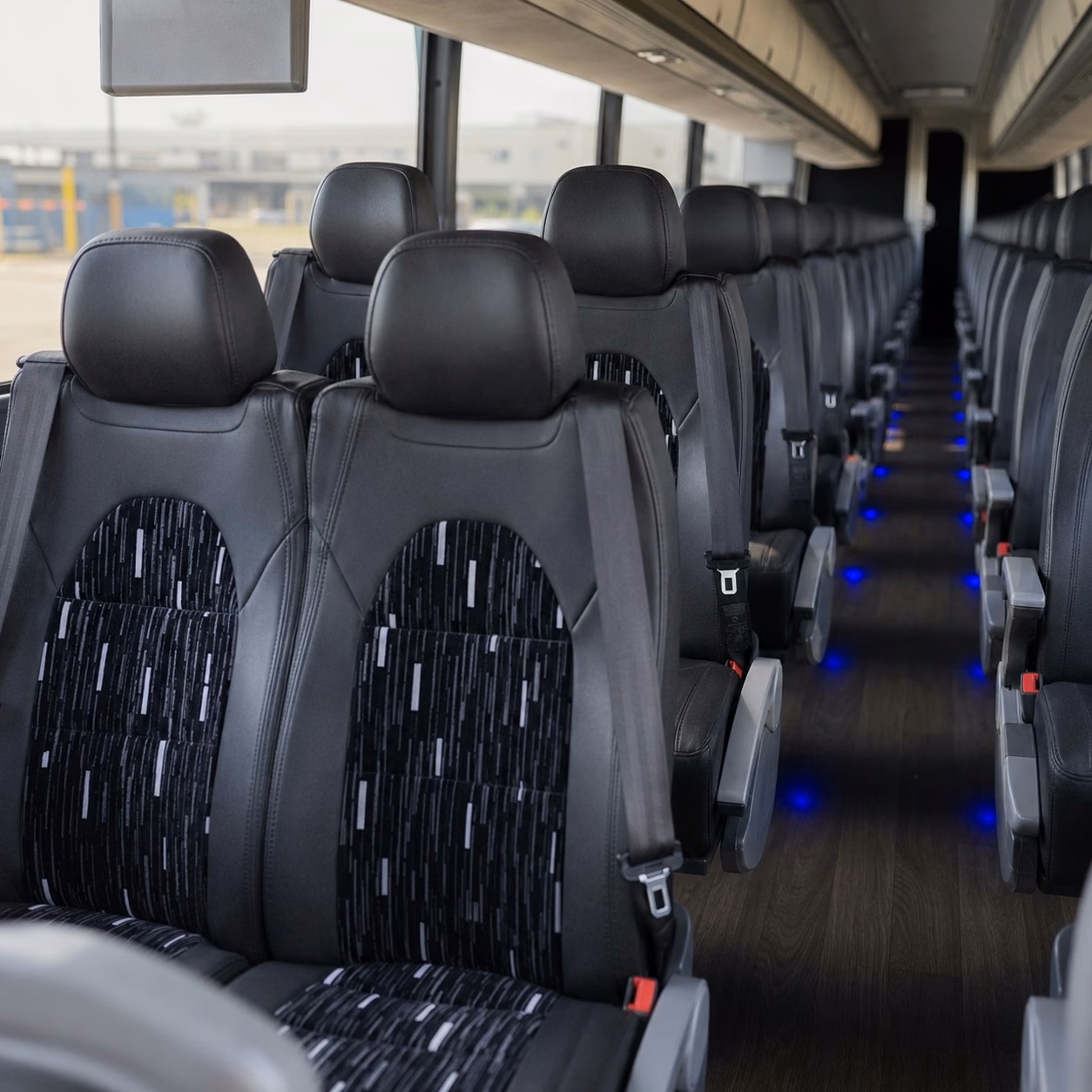 56 passenger charter bus inside